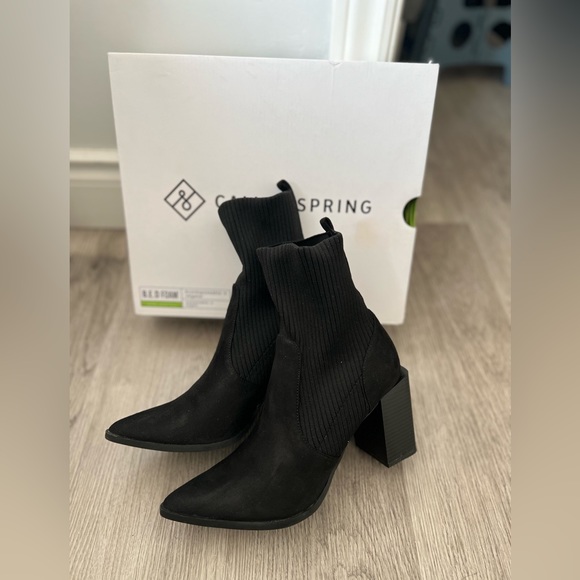 Sara Heeled Chelsea Booties in Black Textile Microfibre - Picture 9 of 9